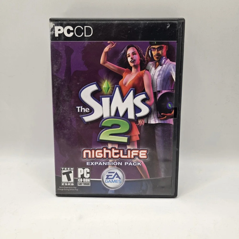 EA Games The Sims 2 Nightlife PC Expansion Pack Purple Dating Simulation 2005 CD